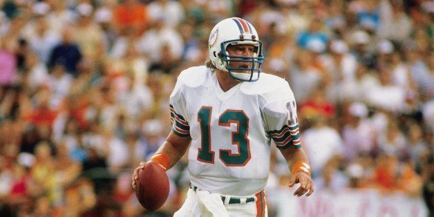 MIAMI, FL - DECEMBER 2: Quarterback Dan Marino #13 of the Miami Dolphins goes back to pass in a game against the Los Angeles Raiders on December 2, l984 in Miami, Florida. (Photo by Ronald C. Modra/Sports Imagery/Getty Images)