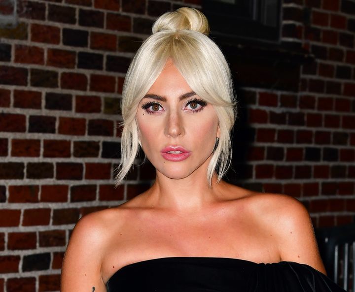 Lady Gaga leaves "The Late Show With Stephen Colbert" on Thursday. 
