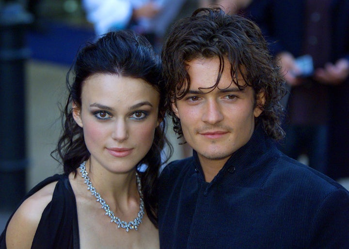 Keira Knightley and Orlando Bloom arrive for the European premier of the "The Pirates of the Caribbean: The Curse of the Black Pearl" in London on July 14, 2003. 