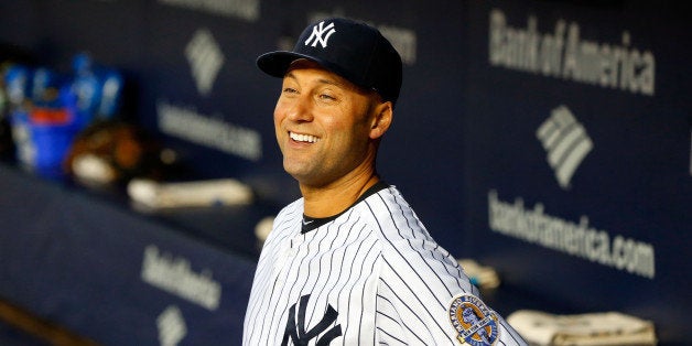 NEW YORK, NY - SEPTEMBER 25: (NEW YORK DAILIES OUT) Derek Jeter #2 of the New York Yankees looks on before a game against