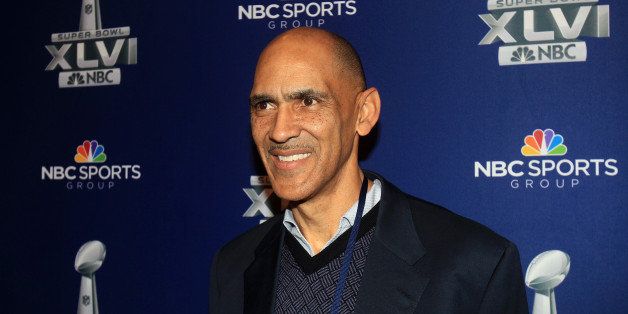 INDIANAPOLIS, IN - JANUARY 31: NBC studio analyst Tony Dungy looks on during the Super Bowl XLVI Broadcasters Press Conference at the Super Bowl XLVI Media Canter in the J.W. Marriott Indianapolis on January 31, 2012 in Indianapolis, Indiana. (Photo by Scott Halleran/Getty Images)
