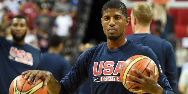LAS VEGAS, NV - AUGUST 01: Paul George #29 of the 2014 USA Basketball Men's National Team warms up before a USA Basketball showcase at the Thomas & Mack Center on August 1, 2014 in Las Vegas, Nevada. (Photo by Ethan Miller/Getty Images)