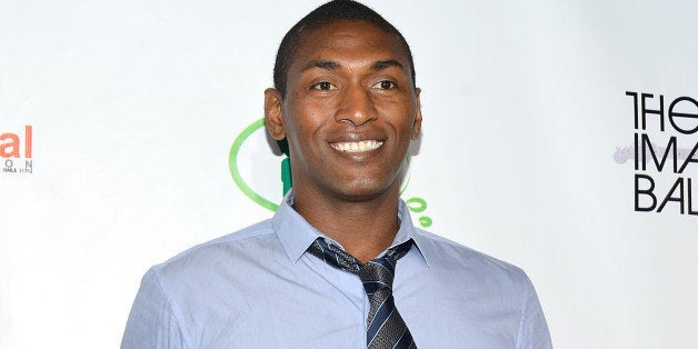 WEST HOLLYWOOD, CA - AUGUST 06: Metta World Peace arrives at The Imagine Ball held at House of Blues Sunset Strip on August