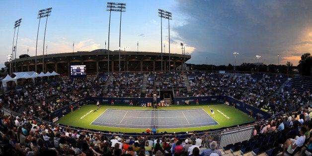 WINSTON SALEM, NC - AUGUST 19: A general view of John Isner versus Bradley Klahn during the Winston-Salem Open at Wake For