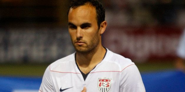 Landon Donovan of the US national soccer team stands before the game against the Costa Rica national team during a South Africa 2010 World Cup qualifier match in San Jose, Wednesday, June 3, 2009. (AP Photo/Dario Lopez-Mills)