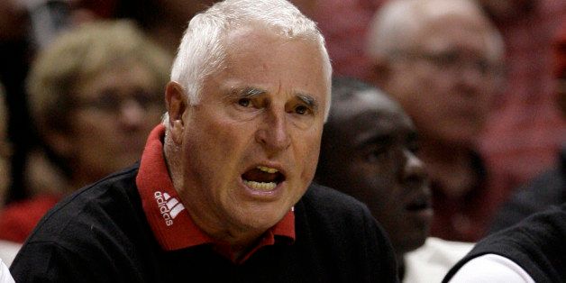 ** FILE ** In this Nov. 14, 2006, file photo, Texas Tech basketball coach Bobby Knight gestures as he shouts instructions to his team in a game against Arkansas Little Rock in the first half of an NCAA college basketball game in Lubbock, Texas. Knight could be ready to return to coaching and Monday said Georgia would be a desirable destination. (AP Photo/Tony Gutierrez, File)
