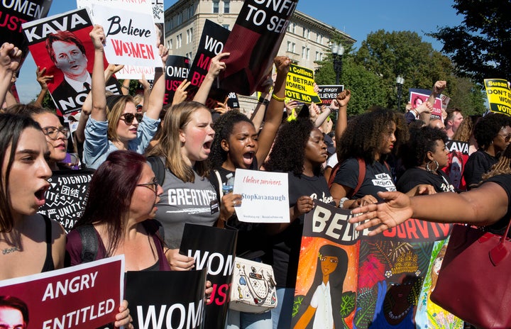 On the eve of a Senate vote to confirm Brett Kavanaugh as the next Supreme Court justice, activists and furious citizens march to the Supreme Court to demand that he not be confirmed.