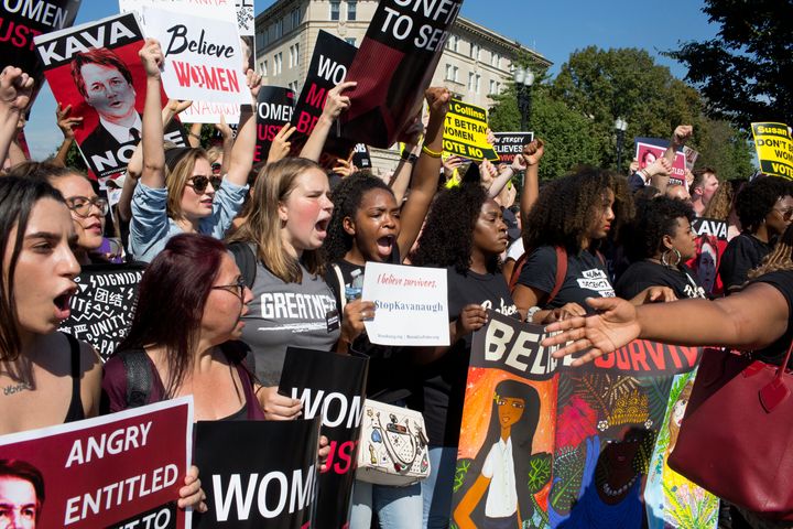 On the eve of a Senate vote to confirm Brett Kavanaugh as the next Supreme Court justice, activists and furious citizens march to the Supreme Court to demand that he not be confirmed.