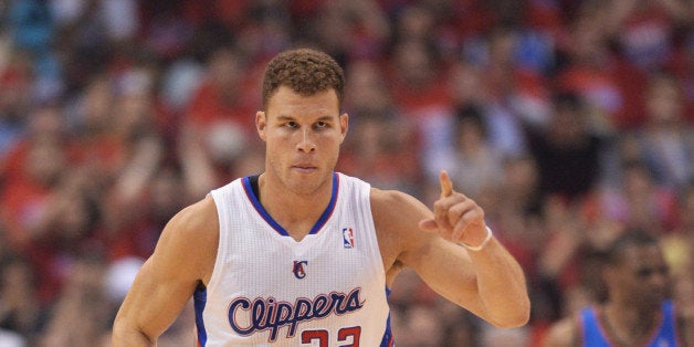 LOS ANGELES, CA - MAY 15: Blake Griffin #32 of the Los Angeles Clippers during the game against the Oklahoma City Thunder in Game Six of the Western Conference Semifinals during the 2014 NBA Playoffs at Staples Center on May 15, 2014 in Los Angeles, California. NOTE TO USER: User expressly acknowledges and agrees that, by downloading and/or using this Photograph, user is consenting to the terms and conditions of the Getty Images License Agreement. Mandatory Copyright Notice: Copyright 2014 NBAE (Photo by Noah Graham/NBAE via Getty Images)