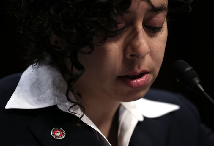 Anu Bhagwati, executive director and co-founder of the Service Women's Action Network, testifies about sexually assault in the military during a hearing March 13, 2013, in Washington, D.C.