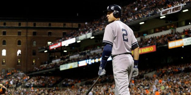 New York Yankees' Derek Jeter approaches the batter's box for an at-bat in the third inning of a baseball gameÂ against the Baltimore Orioles, Sunday, Sept. 14, 2014, in Baltimore. (AP Photo/Patrick Semansky)