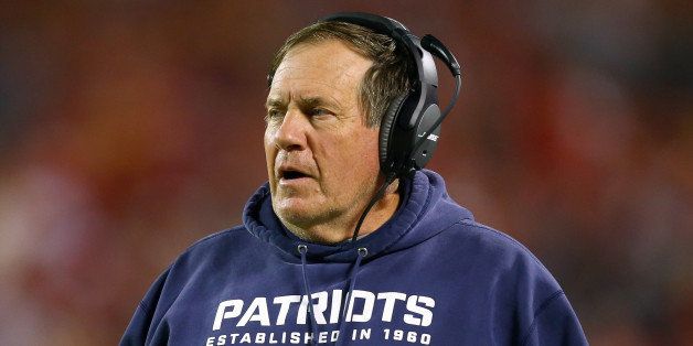KANSAS CITY, MO - SEPTEMBER 29: Head coach Bill Belichick of the New England Patriots on the sidelines during the game against the Kansas City Chiefs at Arrowhead Stadium on September 29, 2014 in Kansas City, Missouri. (Photo by Dilip Vishwanat/Getty Images)