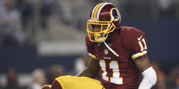 DALLAS - OCTOBER 27: Washington Redskins wide receiver DeSean Jackson (11) celebrates a second quarter reception during the game between the Washington Redskins and the Dallas Cowboys at AT& T Stadium on Monday, October 27, 2014. (Photo by Toni L. Sandys/The Washington Post via Getty Images)