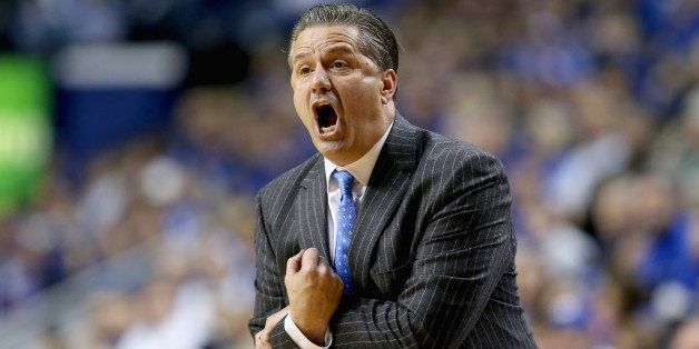 LEXINGTON, KY - NOVEMBER 21: John Calipari the head coach of the Kentucky Wildcats gives instructions to his team during the game against the Boston Terriers at Rupp Arena on November 21, 2014 in Lexington, Kentucky. (Photo by Andy Lyons/Getty Images)