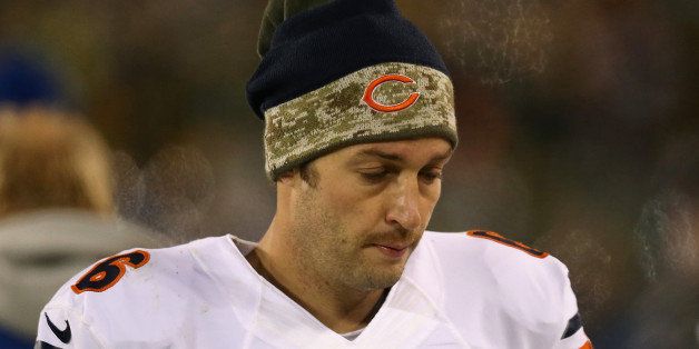 GREEN BAY, WI - NOVEMBER 09: Quarterback Jay Cutler #6 of the Chicago Bears stands on the sidelines in the fourth quarter as the Green Bay Packers take the game 55 to 14 at Lambeau Field on November 9, 2014 in Green Bay, Wisconsin. (Photo by Jonathan Daniel/Getty Images)