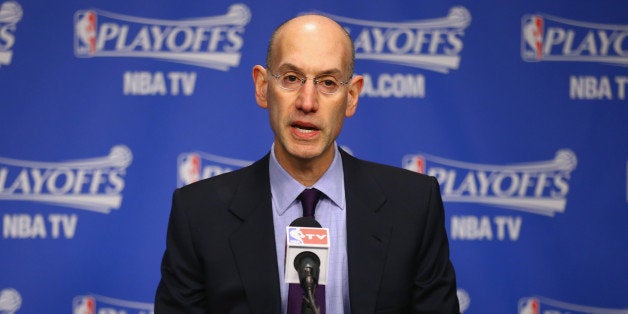 MEMPHIS, TN - APRIL 26: Adam Silver the NBA Commissioner talks to the media before the start of the Oklahoma City Thunder ga