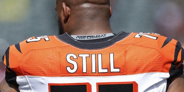 CINCINNATI, OH - SEPTEMBER 14: The back of the jersey of Devon Still #75 of the Cincinnati Bengals is seen before the game against the Atlanta Falcons at Paul Brown Stadium on September 14, 2014 in Cincinnati, Ohio. The Bengals won the game 24-10. (Photo by Joe Robbins/Getty Images) 