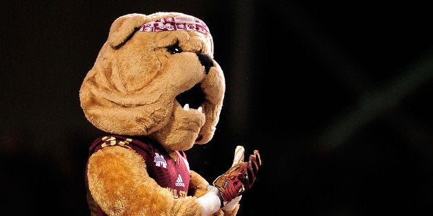 STARKVILLE, MS - NOVEMBER 28: Detailed view of 'Bully', the mascot of the Mississippi State Bulldogs, prior to a game against