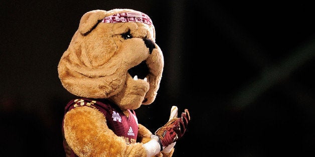 STARKVILLE, MS - NOVEMBER 28: Detailed view of 'Bully', the mascot of the Mississippi State Bulldogs, prior to a game against the Ole Miss Rebels at Davis Wade Stadium on November 28, 2013 in Starkville, Mississippi. Mississippi State won the game 17-10. (Photo by Stacy Revere/Getty Images)