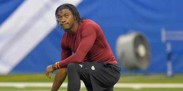 INDIANAPOLIS IN, NOVEMBER 30: Washington 2nd string quarterback Robert Griffin III (10) before the Washington Redskins play the Indianapolis Colts at Lucas Oil Stadium in Indianapolis IN, November 30, 2014 (Photo by John McDonnell/The Washington Post via Getty Images)