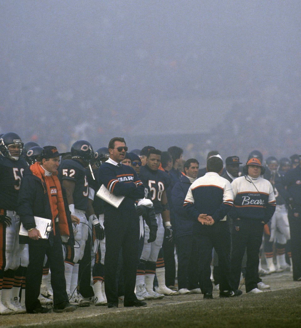 Randall Cunningham of the Philadelphia Eagles in the foggiest football game  ever vs the Chicago Bea…