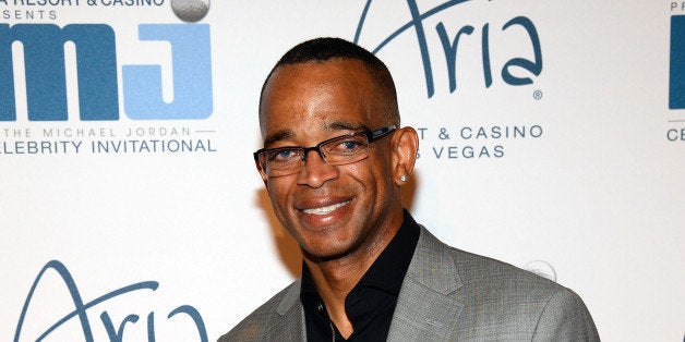 LAS VEGAS, NV - APRIL 04: ESPN sportscaster Stuart Scott arrives at the 13th annual Michael Jordan Celebrity Invitational ga