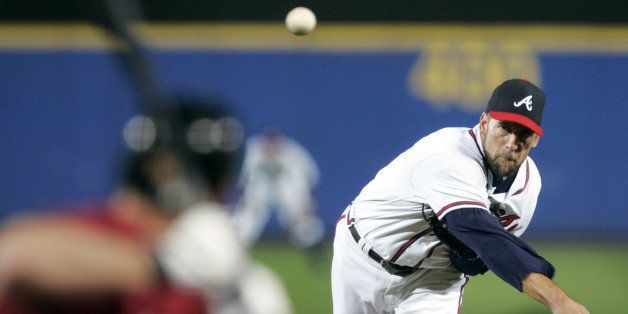 Atlanta Braves' John Smoltz throws against a Houston Astros batter in the first inning during Game 2 of the National League Division Series at Turner Field in Atlanta, Thursday, Oct. 6, 2005. (AP Photo/Chris O'Meara)