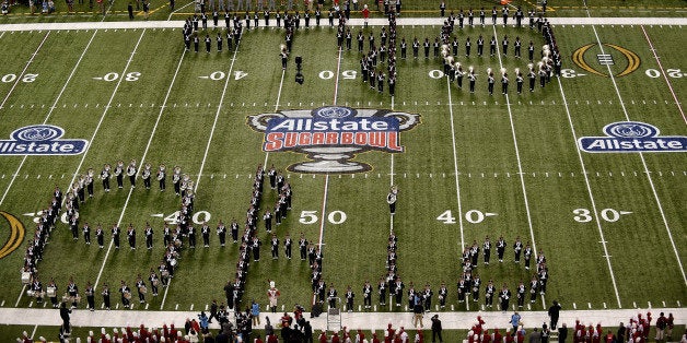 NEW ORLEANS, LA - JANUARY 01: a view of the pregame Ohio State Buckeyes marching band prior to the All State Sugar Bowl against the Alabama Crimson Tide at the Mercedes-Benz Superdome on January 1, 2015 in New Orleans, Louisiana. (Photo by Stacy Revere/Getty Images)