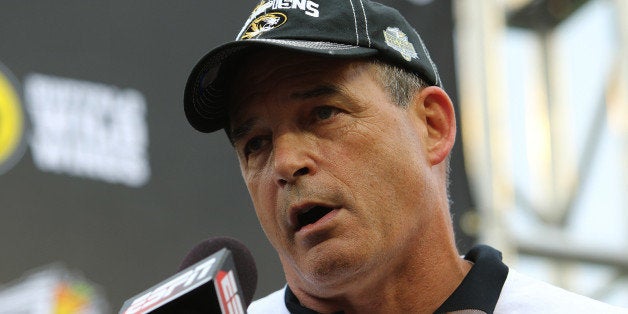 ORLANDO, FL - JANUARY 01: Head coach Gary Pinkel of the Missouri Tigers speaks on stage after winning the Buffalo Wild Wings Citrus Bowl between the Minnesota Golden Gophers and the Missouri Tigers at the Florida Citrus Bowl on January 1, 2015 in Orlando, Florida. (Photo by Alex Menendez/Getty Images)