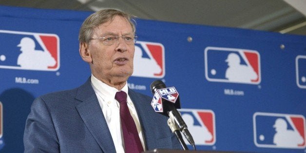 MLB commissioner Bud Selig speaks at the Hyatt Regency in Baltimore on Thursday, Aug. 14, 2014. Rob Manfred was chosen to be
