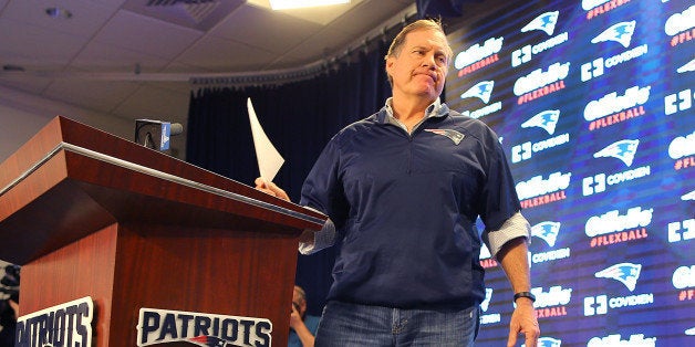 FOXBOROUGH, MA - JANUARY 22: New England Patriots Coach Bill Belichick speaks to the media on January 22, 2015 on issues surr