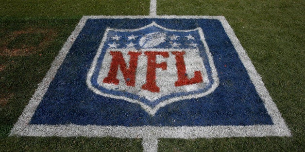 DENVER, CO - SEPTEMBER 14: The NFL logo is displayed on the turf as the Denver Broncos defeated the Kansas City Chiefs 24-17