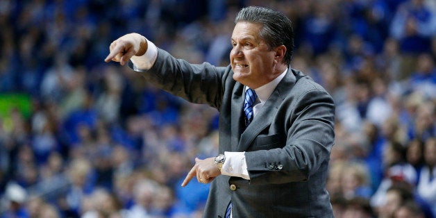 LEXINGTON, KY - JANUARY 20: Head coach John Calipari of the Kentucky Wildcats coaches from the sideline against the Vanderbilt Commodores during the game at Rupp Arena on January 20, 2015 in Lexington, Kentucky. Kentucky defeated Vanderbilt 65-57. (Photo by Joe Robbins/Getty Images)