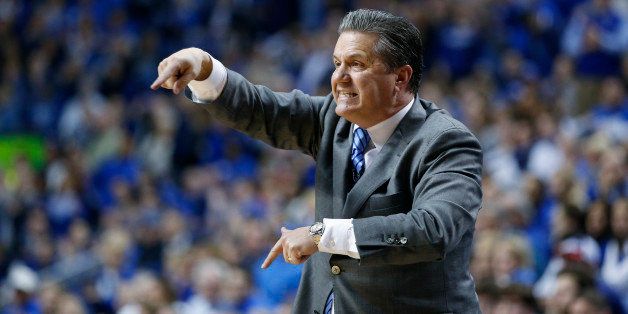 LEXINGTON, KY - JANUARY 20: Head coach John Calipari of the Kentucky Wildcats coaches from the sideline against the Vanderbilt Commodores during the game at Rupp Arena on January 20, 2015 in Lexington, Kentucky. Kentucky defeated Vanderbilt 65-57. (Photo by Joe Robbins/Getty Images) 