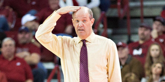 FAYETTEVILLE, AR - JANUARY 10: Head Coach Kevin Stallings of the Vanderbilt Commodores directs his team during a game against the Arkansas Razorbacks at Bud Walton Arena on January 10, 2015 in Fayetteville, Arkansas. The Razorbacks defeated the Commodores 82-70. (Photo by Wesley Hitt/Getty Images)