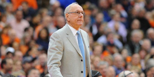 SYRACUSE, NY - MARCH 02: Head coach Jim Boeheim of the Syracuse Orange reacts to a play against the Virginia Cavaliers during the first half at the Carrier Dome on March 2, 2015 in Syracuse, New York. Virginia defeated Syracuse 59-47. (Photo by Rich Barnes/Getty Images)