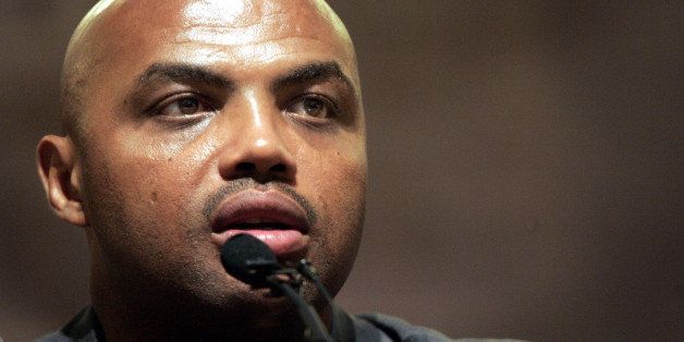 Charles Barkley, former NBA star and a 2006 Basketball Hall of Fame Class Member, speaks as part of the Summer Celebrity Series at the Basketball Hall of Fame in Springfield, Mass., Wednesday, Aug. 2, 2006. Barkley, who would not come to the Hall of Fame before he was elected, toured the building and addressed the crowd before signing copies of his two most recent books "I May Be Wrong but I Doubt It" and "Who's Afraid of a Large Black Man?" (AP Photo/Chitose Suzuki)