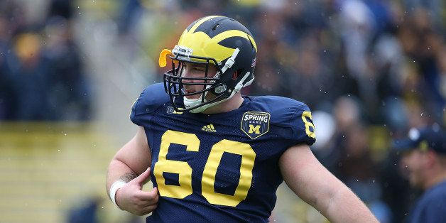 ANN ARBOR, MI - APRIL 13: Jack Miller #60 of the Michigan Wolverines waits on the field during the annual Spring Game at Michigan Stadium on April 13, 2013 in Ann Arbor, Michigan. (Photo by Leon Halip/Getty Images)