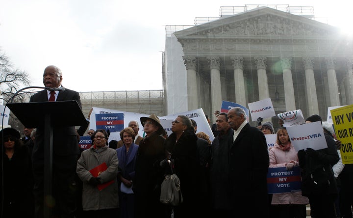 Rep. John Lewis (D-Ga.) speaks at a rally before the five conservatives on the Supreme Court struck down Section 5 of the Voting Rights Act in the Shelby County v. Holder case. 