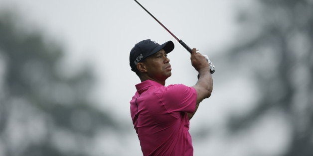 Tiger Woods during a practice round for the Masters golf tournament Tuesday, April 7, 2015, in Augusta, Ga. (AP Photo/Matt Sl