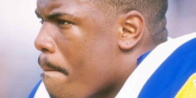 27 Oct 1996: Running back Lawrence Phillips of the St. Louis Rams during the Rams 37-31 loss to the Baltimore Ravens at Memo