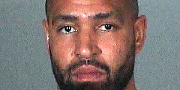 In a photo provided by the Manhattan Beach, Calif., Police Department, Jerramy Stevens appears in a booking photo. Stevens, a former Seattle Seahawks tight end and the husband of U.S. soccer goalkeeper Hope Solo, was arrested for suspicion of driving under the influence in Manhattan Beach, Calif. The Manhattan Beach Police Department says Stevens was arrested after being stopped about 1:30 a.m. Monday, Jan. 19, 2015, driving without his vehicleâs headlights turned on. Solo was in the car but was not arrested or detained. (AP Photo/Manhattan Beach Police Department)