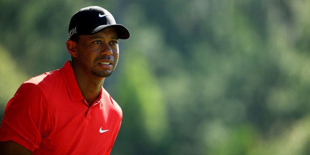 PONTE VEDRA BEACH, FL - MAY 10: Tiger Woods plays his second shot on the sixth hole during the final round of THE PLAYERS Ch