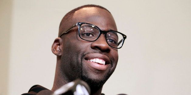 Golden State Warriors forward Draymond Green answers questions during a news conference Sunday, May 10, 2015, in Memphis, Tenn. The Memphis Grizzlies lead their second-round NBA basketball Western Conference playoff series with the Warriors 2-1. (AP Photo/Mark Humphrey)