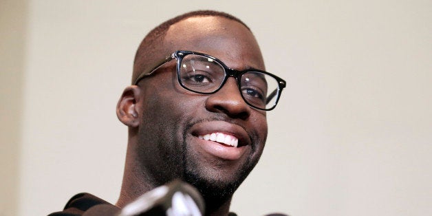 Golden State Warriors forward Draymond Green answers questions during a news conference Sunday, May 10, 2015, in Memphis, Ten