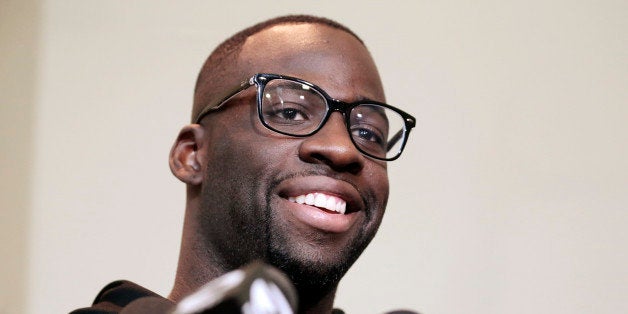 Golden State Warriors forward Draymond Green answers questions during a news conference Sunday, May 10, 2015, in Memphis, Tenn. The Memphis Grizzlies lead their second-round NBA basketball Western Conference playoff series with the Warriors 2-1. (AP Photo/Mark Humphrey)