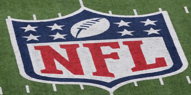 EAST RUTHERFORD, NJ - JANUARY 08: A detail of the official National Football League NFL logo is seen painted on the turf as the New York Giants host the Atlanta Falcons during their NFC Wild Card Playoff game at MetLife Stadium on January 8, 2012 in East Rutherford, New Jersey. (Photo by Nick Laham/Getty Images)