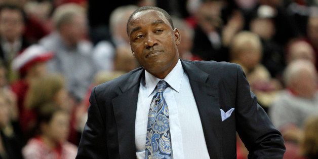Florida International coach Isiah Thomas doesn't like what he sees as his team struggles against Louisville in their NCAA college basketball game in Louisville, Ky., Wednesday, Dec. 1, 2010. Louisville rolled to a 92-55 victory. (AP Photo/Garry Jones)