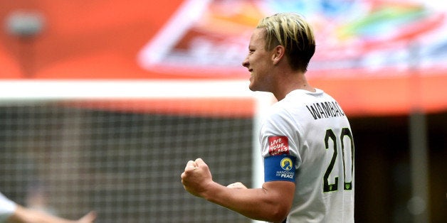 VANCOUVER, BC - JUNE 16: Abby Wambach #20 of the United States celebrates scoring a goal in the first half against Nigeria i
