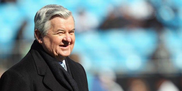 CHARLOTTE, NC - NOVEMBER 07: Jerry Richardson, owner of the Carolina Panthers, watches on before the start of their game aga